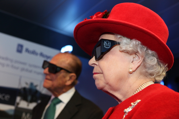 Queen wearing VR glasses