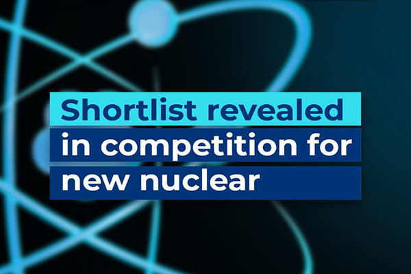 Text-based graphic reading Shortlist revealed in competition for new nuclear